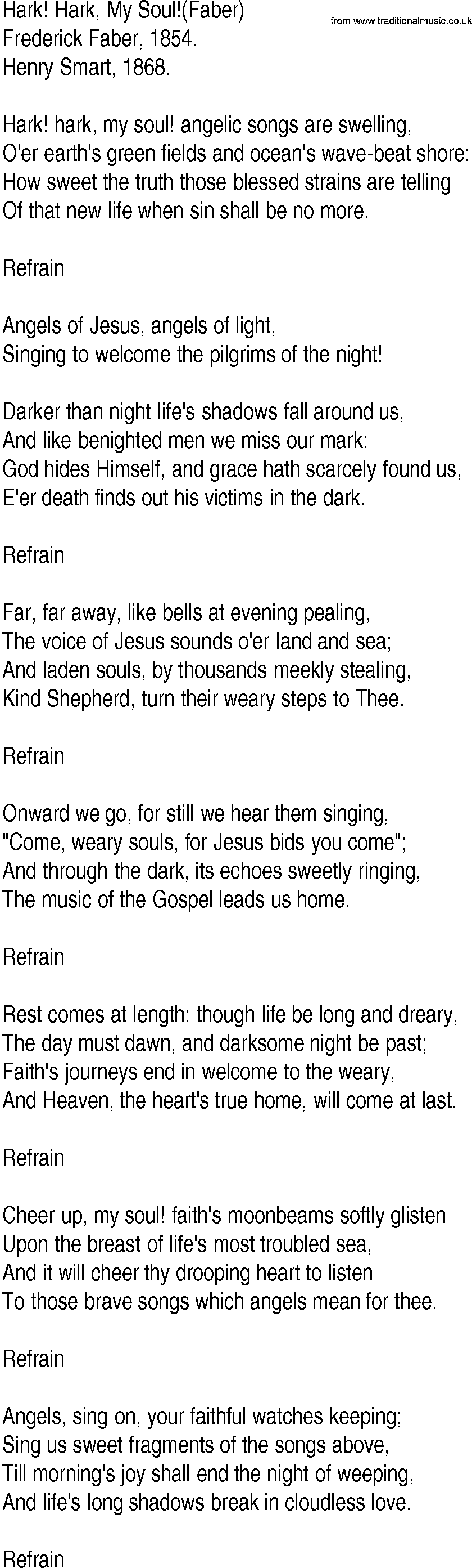 Hymn and Gospel Song: Hark! Hark, My Soul!(Faber) by Frederick Faber lyrics