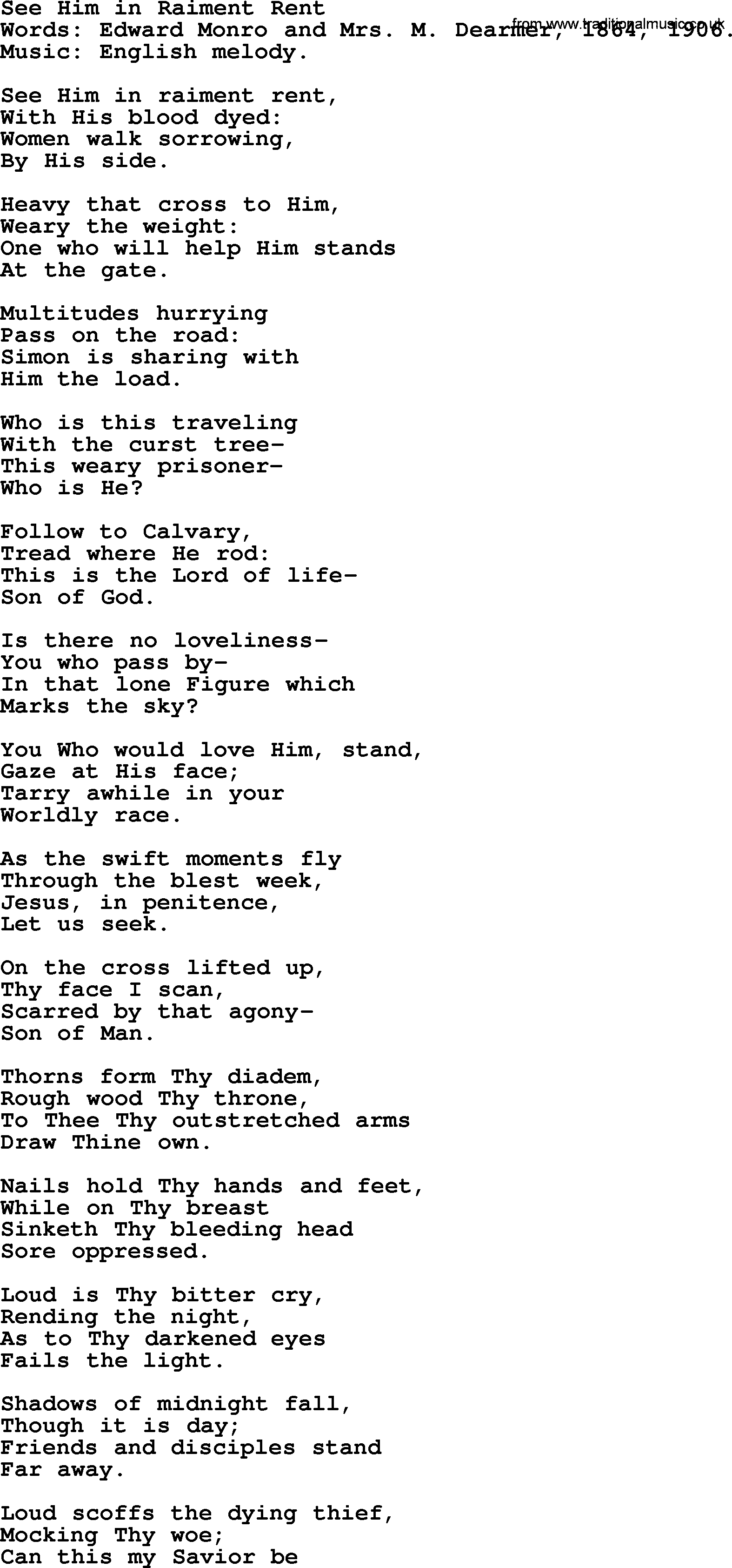 Hymns from the Psalms, Hymn: See Him In Raiment Rent, lyrics with PDF