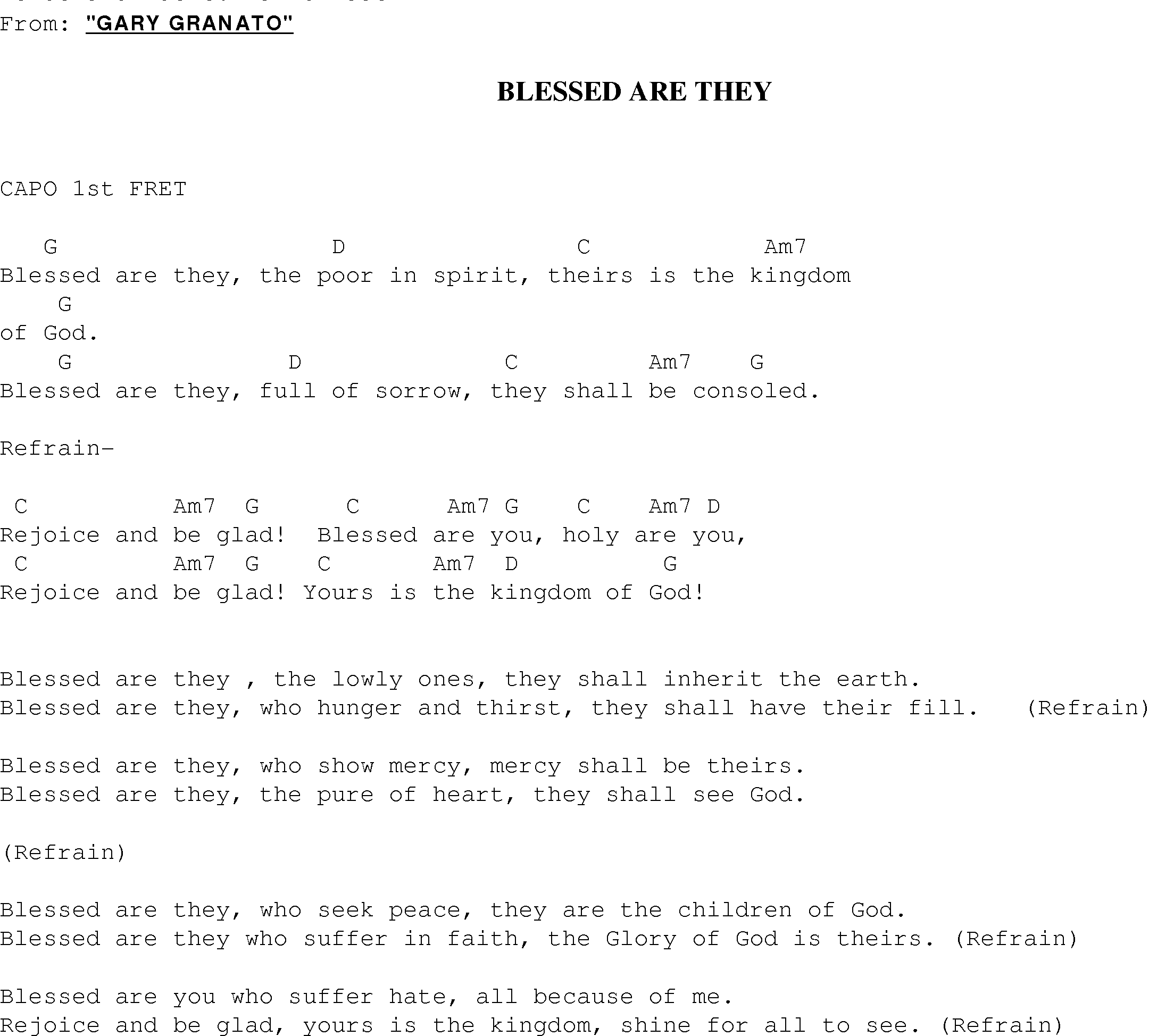 Gospel Song: blessed_are_they, lyrics and chords.