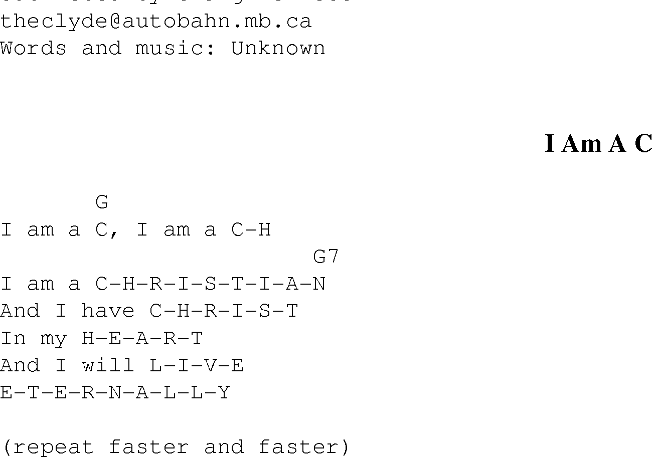 Gospel Song: i_am_a_c, lyrics and chords.