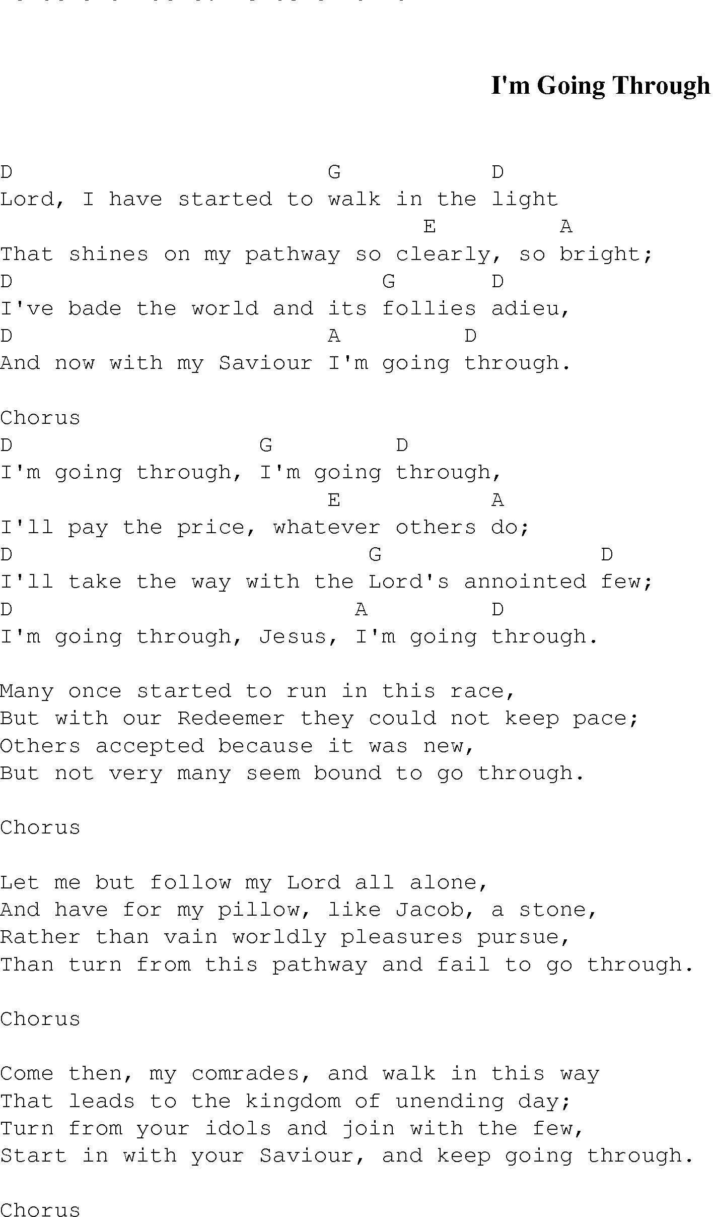 Gospel Song: im_going_through, lyrics and chords.