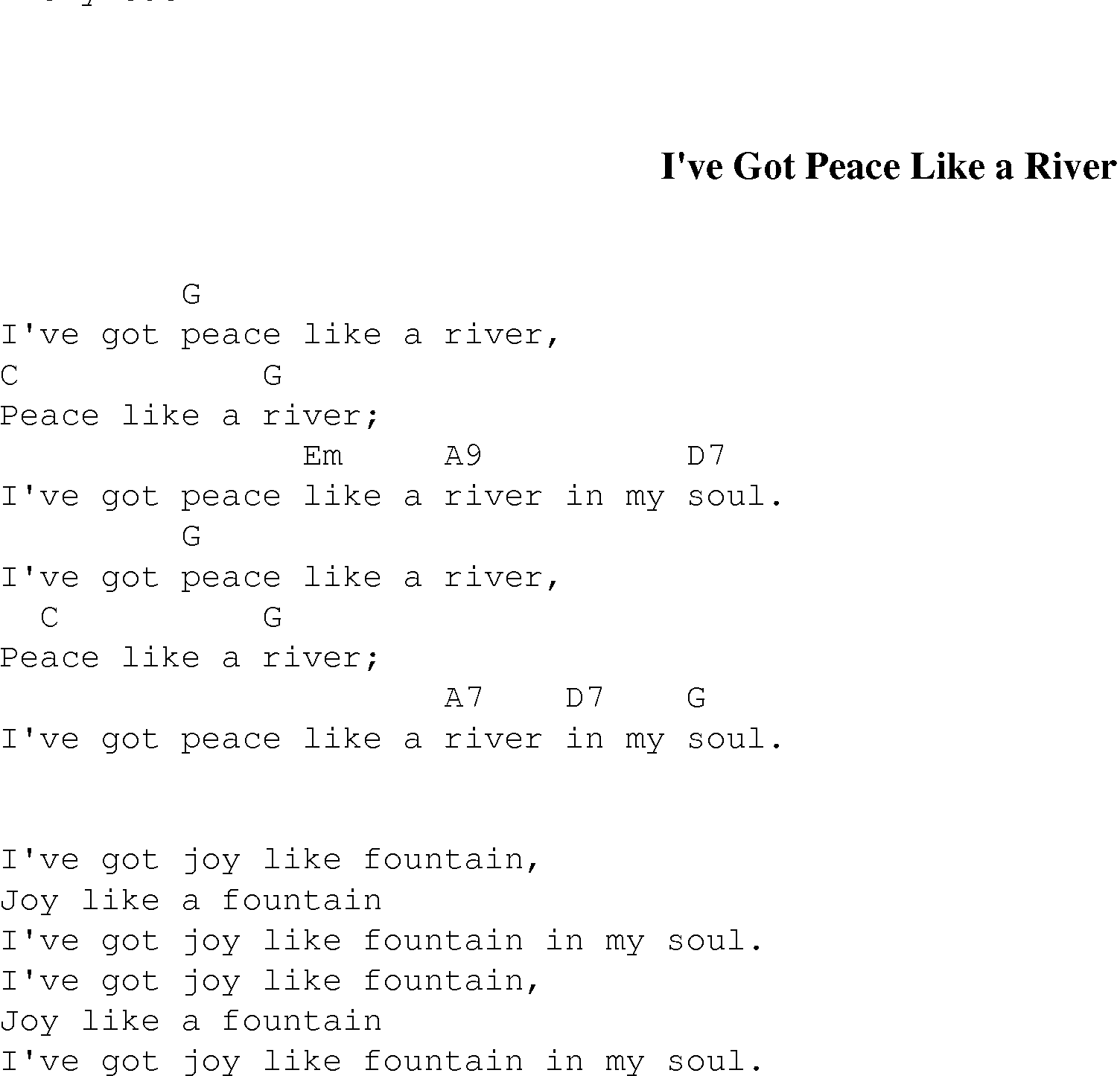 Gospel Song: ive_got_peace, lyrics and chords.