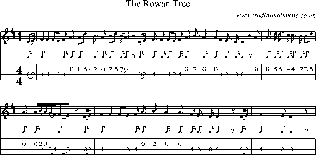 Rowan Tab Mandolin Tab and Sheet Music for song:The Rowan Tree